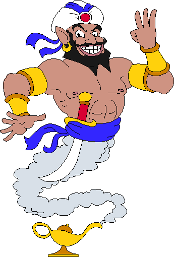 Genie granting one of three wishes